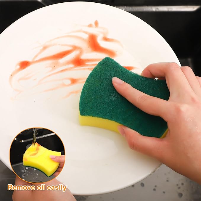 100 Pcs Individually Wrapped Sponges,Uncompressed Non Scratch Scrouing Sponges for Household Cleaning Dishes Kitchen Airbnb Apartment Car Bike