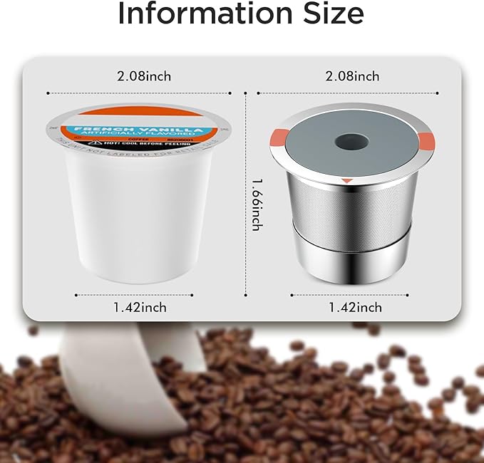 Reusable K Cups and Coffee Pods,Universal Stainless Steel K Cups for Keurig 2.0 and 1.0 Coffee Makers Machine Non-BPA(1pack)