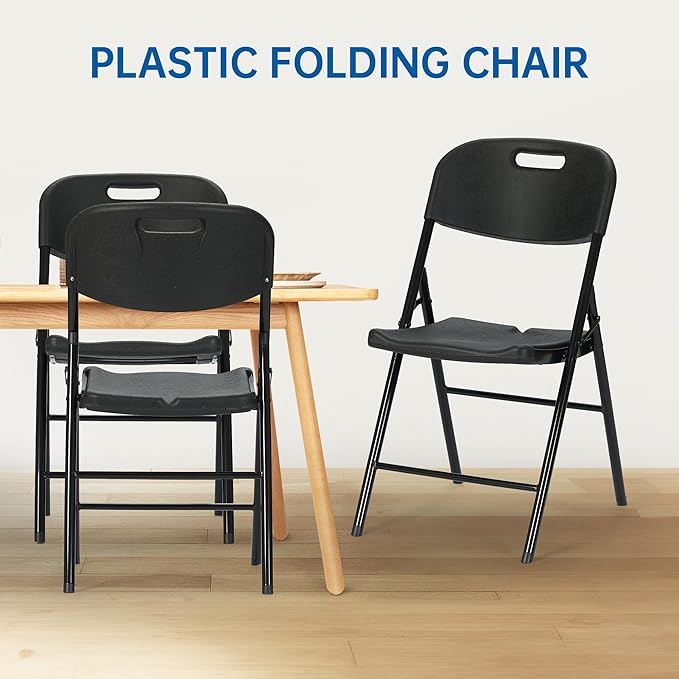 70 Pack Thicker 800 LBS Black Folding Chairs, Commercial Grade Folding Chair, Foldable Chairs for Events