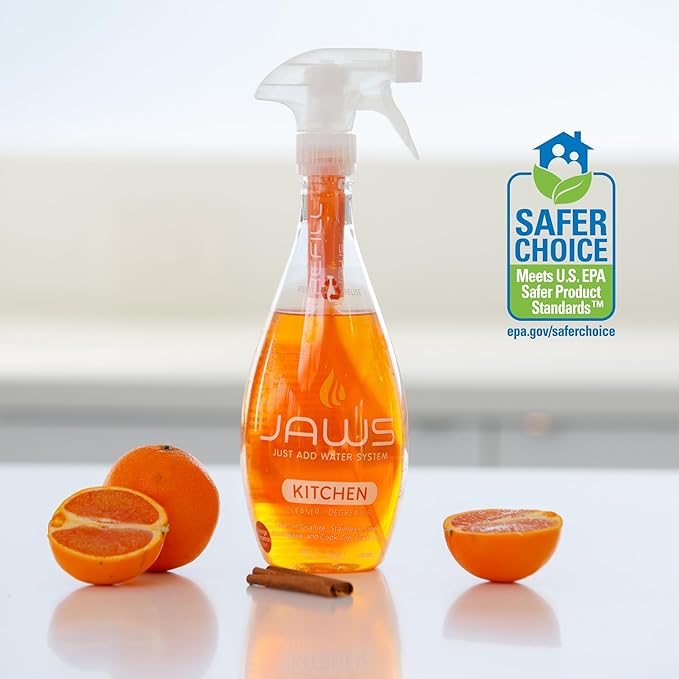 JAWS Cleaner Multi-Surface Kitchen Cleaner Bottle and 2 Refill Pods. Refillable Cleaning Supplies.