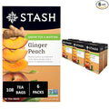 Stash Tea Ginger Peach Green Tea - Caffeinated, Non-GMO Project Verified Premium Tea with No Artificial Ingredients, 18 Count (Pack of 6) - 108 Bags Total