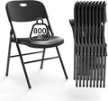 50 Pack Folding Chair, 800 Weight Limit Heavy Duty Plastic Folding Chair Portable Seating for Indoor Outdoor Events, Wedding, Party, Restaurant, Meeting Room Black