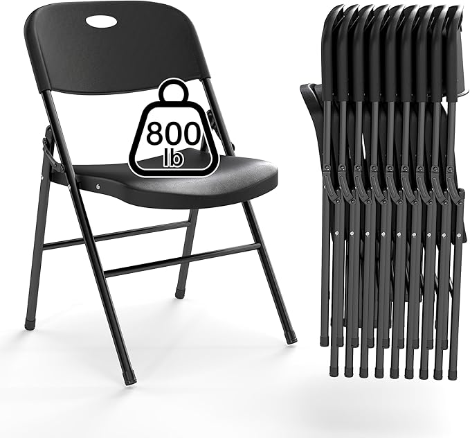 60 Pack Folding Chair, 800 Weight Limit Heavy Duty Plastic Folding Chair Portable Seating for Indoor Outdoor Events, Wedding, Party, Restaurant, Meeting Room Black
