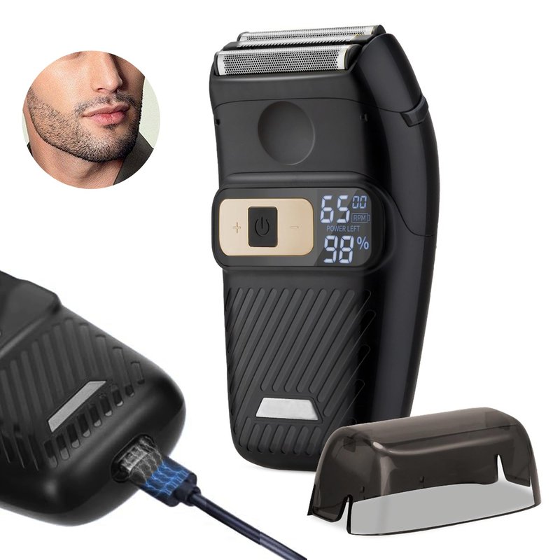 Foil Shaver Electric Razor for Men Electric Foil Shavers for Men Portable Travel Waterproof Wet Dry LED Display Cordless Beard Trimmer 3 Adjustable Speeds Long Battery Rechargeable IPX6
