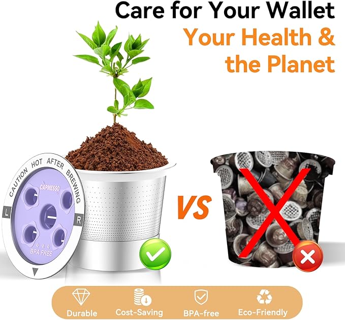 CAPMESSO Reusable K Cups for Keurig: 2025 Updated My K Cup Stainless Steel Coffee Pod Refillable Coffee Filters for K Supreme/K Slim/k-Duo Gen 2/K-Brew Chill with Multistream Technology (4 Pack)