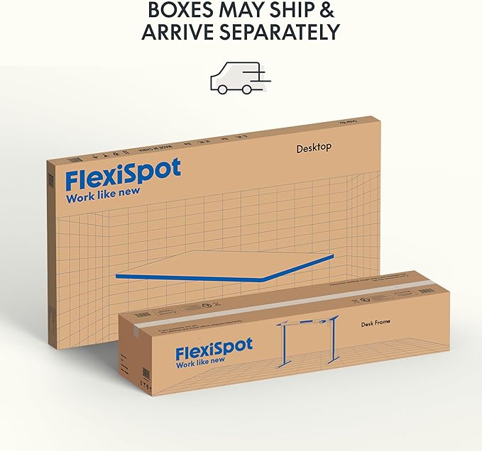 FLEXISPOT EN1 One-Piece Standing Desk 48 x 30 Inches Height Adjustable Electric Desk (Silver Frame + Grey Wood Grain Top, 2 Packages)
