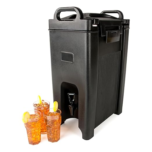 Carlisle FoodService Products 5-Gallon Insulated Beverage Dispenser, Cateraide, Food-Grade with Handles, Rugged PE Shell with PU Insulation for Coffee, Tea and Hot or Cold Drinks, Black - Made in USA