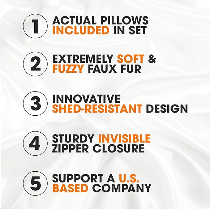 Cheer Collection Faux Fur Throw Pillows - Decorative Pillows for Couch, Bed Throw Pillows, Grey Accent Pillows for Bedroom or Living Room Aesthetic, Set of 2 Furry Throw Pillows, 26" x 26"