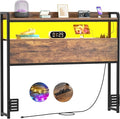Aheaplus Headboard for Twin Size Bed Frame, Headboards with Outlets, USB Ports and LED Light, Head Board with Storage, Height Adjustable, Sturdy and Stable Headboard, Twin Size, Rustic Brown