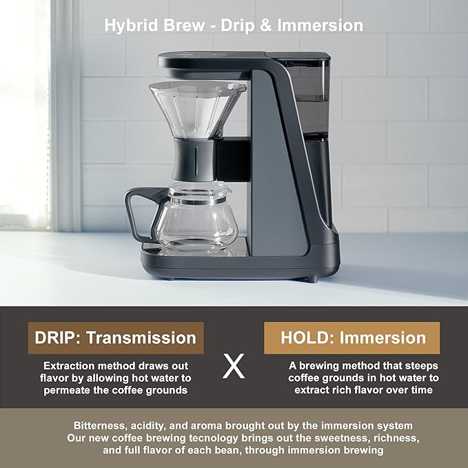 Tiger Hybrid Automatic Coffee Maker - Pour Over Coffee Maker & Immersion Brewing Coffee Machine, Innovative Design for Outstanding Brew, Black