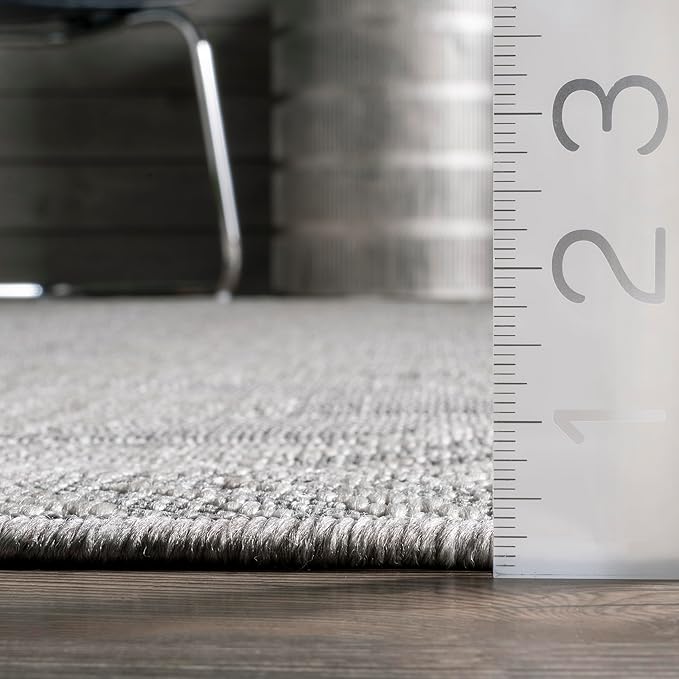 nuLOOM 2' x 10' Outdoor Tribal Geometric Area Rug, Stain Resistant, Weather Resistant, High Traffic, Patio, Balcony, Outside, Ranya Light Grey