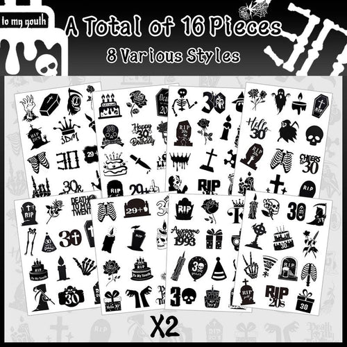 190 PCS Death to My 20s Decorations, Rip My Twenties Temporary Tattoos, Rip to My 20s Birthday Decorations for 30th Birthday Black Funeral Party for Women's and Man's Funny Thirtieth Birthday Party
