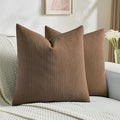 FUTEI Dark Brown Decorative Throw Pillow Covers 20x20 Inch Set of 2,Soft Cozy Wheat Ear Striped Patterns Cushion Cases,Modern Home Decor for Couch Bed Living Room