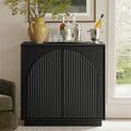 win2win Fluted Sideboard Buffet Cabinet with Storage, 31.5" Modern Accent Cabinet with Double-Layered Arch Doors, Small Wood Console Credenza for Living Room, Dining Room, Entryway, Hallway, Black