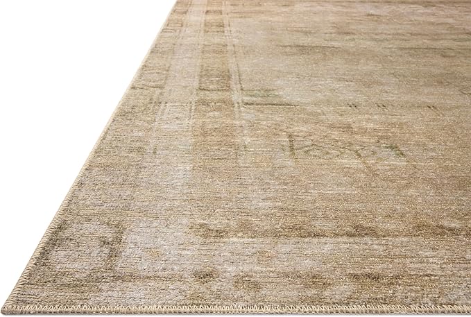 Loloi Amber Lewis Cambria Collection CBR-04 Natural/Jade 7'-6" x 9'-6" Area Rug Jute, Neutral, Vintage Style, Antique Tone, Living, Bedroom, Dining, Carpet