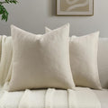 FUTEI Beige Chenille Throw Pillow Covers 18x18 Inch Set of 2,Soft Wide Chevron Textured Cushion Case,Farmhouse Home Decor for Couch Bed Living Room