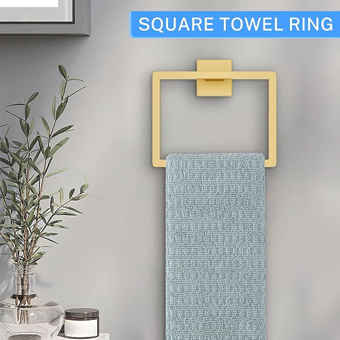 10-Piece Brushed Gold Bathroom Hardware Set Gold Towel Bar Set,Towel Holder/Rack for Bathroom,Stainless Steel Wall-Mounted 23.6 Inch Bathroom Accessories Set