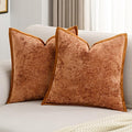 FUTEI Rust Chenille Throw Pillow Covers 26x26 Inch Set of 2,Soft Cozy Bound Edge Design Euro Pillow Sham,Home Decor for Couch Bed Living Room