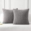 FUTEI Dark Grey Throw Pillow Covers 22x22 Inch Set of 2,Furry Faux Fur Teddy Boucle Textured Cushion Covers,Soft Fluffy Decorative Pillow Case,Home Decor for Couch Bed Living Room Office Car