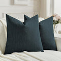 FUTEI Navy Blue Chenille Decorative Throw Pillow Covers 24x24 Inch Set of 2,Soft Cozy Faux Linen Textured European Pillow Shams,Farmhouse Home Decor for Couch Living Room