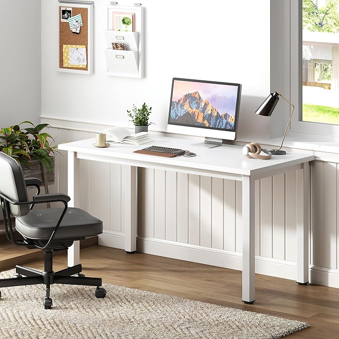 Need Computer Desk, 47 inch Home Office Desk, Modern Simple Style Home Office Gaming Desk, Basic Writing Table for Study Student, White