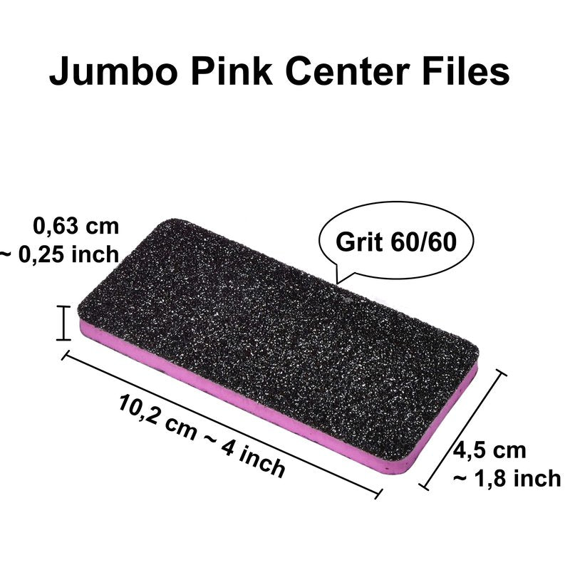 New AMT 12 PCS Pedicure Foot File Grit 60/60, Black Callus Remover File, Nail Files for Pets, Emery Boards for Pet Grooming, 60 Grit Foot File (12 PCS -Pink Center)