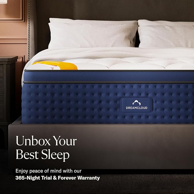 DreamCloud Premier Rest 14" Queen Mattress - Luxury Hybrid Memory Foam - 365 Night Trial - Premium Pressure-Relieving Layers - Forever Warranty - Mattress in a Box - CertiPUR-US Certified