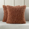 FUTEI Rust Decorative Throw Pillow Covers 24x24 Inch Set of 2,Soft Fluffy Faux Wool Fur Boucle Textured European Cushion Case,Modern Home Decor for Couch Bed Living Room Office