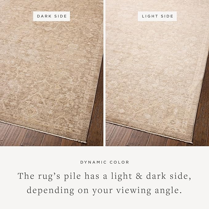Loloi Chris Loves Julia Palma Collection PLM-01 Bark/Natural 9'-6" x 13'-1" Area Rug Vintage Style Boho Living Room Bedroom Carpet