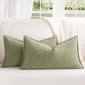 ZWJD Sage Green Pillow Covers 12x20 Set of 2 Chenille Throw Pillow Covers with Elegant Design Soft and Luxurious Decorative Throw Pillows for Couch, Bed, and Home Decor