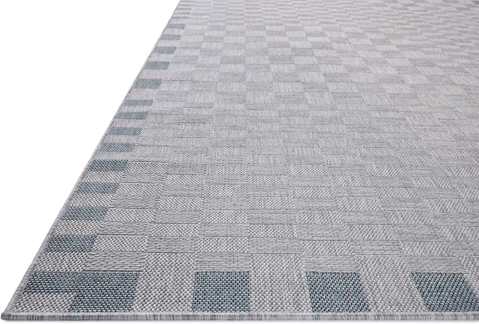 Loloi Amber Lewis Topanga Collection TOP-07 Silver/Blue 6'-7" x 9'-4" Indoor/Outdoor Area Rug