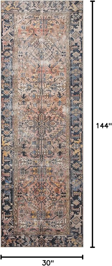Loloi Chris Loves Julia Jules Collection JUL-02 Terracotta/Multi 2'-6'' x 12'-0'', .13" Pile Height, Runner Rug