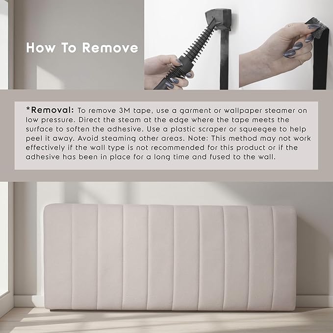 Nestl Upholstered King Headboard - Easy Assemble Channel Stitched Headboard King Size Bed - Wall Mounted Headboards with 3D Soundproof Wall Panels Peel & Stick Floating Headboards, Beige