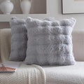 Neelvin Gray Faux Fur Cozy Soft Double-Sided Decorative Throw Pillow Covers 22x22 inch Set of 2,Velvet Pillowcase Cushion Case for Sofa Couch
