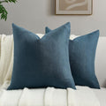 FUTEI Navy Blue Chenille Throw Pillow Covers 24x24 Inch Set of 2,Soft Wide Chevron Textured European Pillow Shams,Farmhouse Home Decor for Couch Bed Living Room