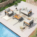Aoxun Aluminum Patio Furniture Set 4 Seats, Oversized Outdoor Sectional with Washable Thick Cushions, Coffee Table and Waterproof Cover, Patio Conversation Sets for Porch, Balcony, Deck