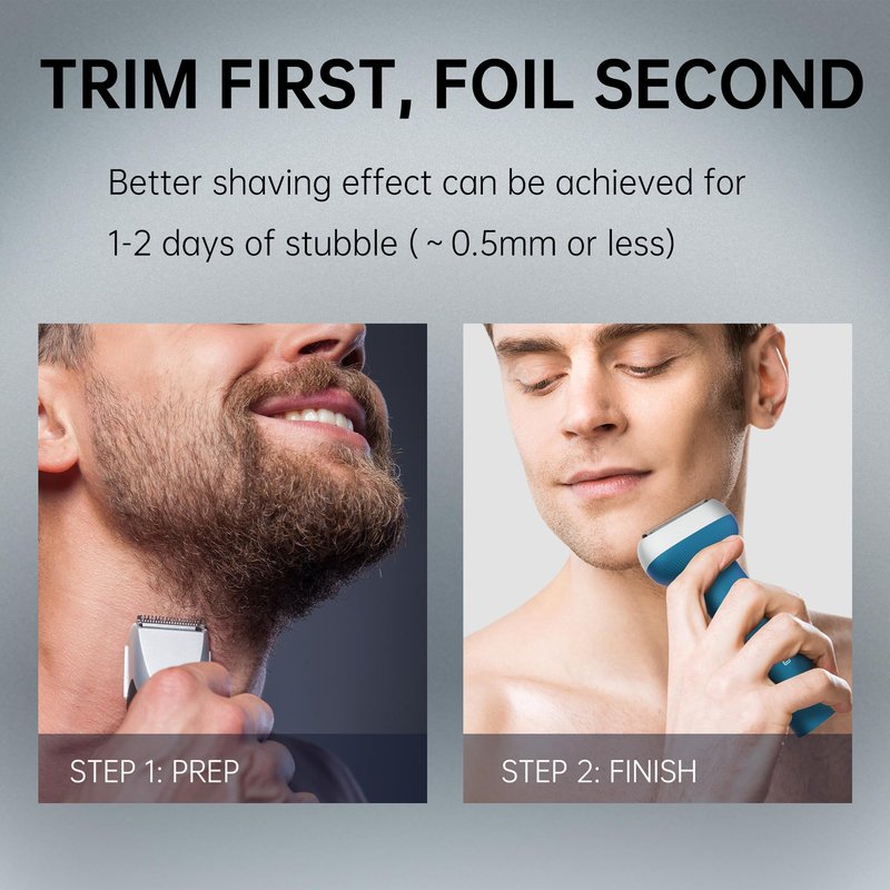 Electric Shaver for Men with Floating Arc 3-Blade, 9000 RPM, Magnetic Head, 1 Hour Fast Type-C Charging can Last for 60 Days, IPX7 Waterproof, Skin-Friendly Blade for Smooth Shaving, Navy