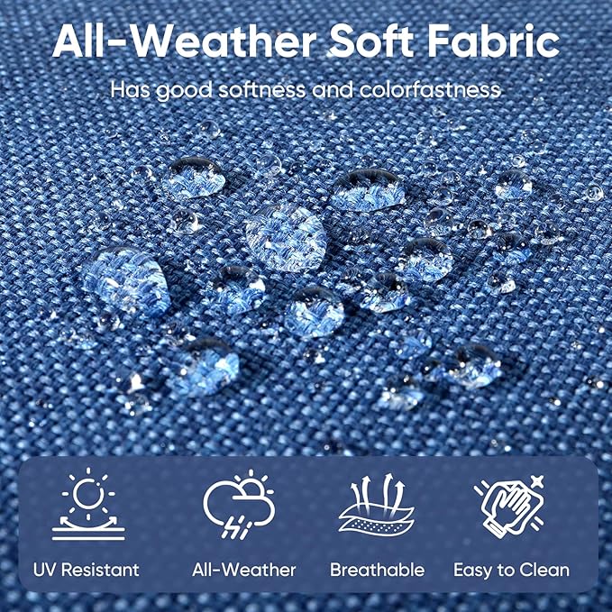 Outdoor Wicker Chair Cushions 2 Packs - Outside High Back Thick Water-Resistant Cushion 22x24 with Zipper Cover for Patio Glider Rocking Chairs Loveseat Couch – Blue/Buckle