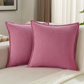 FUTEI Hot Pink Chenille Throw Pillow Covers 18x18 Inch Set of 2,Edges Double-Stitched Cushion Cases,Modern Home Decor for Couch Living Room