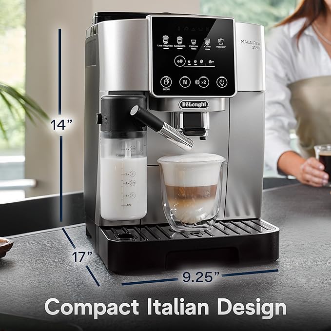 De'Longhi Magnifica Start Automatic Espresso Machine with Auto Milk Frother & Built in Grinder - 5 One-Touch Recipes, Easy-to-Clean, Home Barista Coffee Maker for Lattes, Cappuccino, Iced Coffee