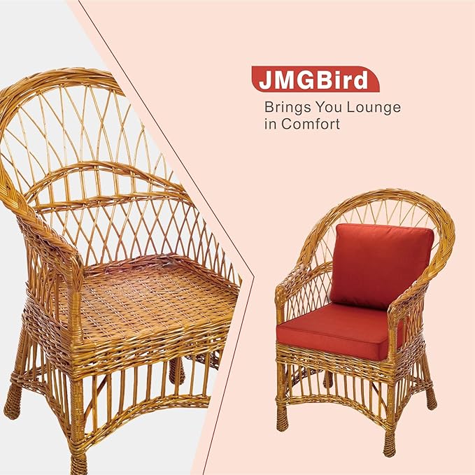 JMGBird Outdoor Chair Cushion Tufted Pillow, Deep Seat Outdoor Cushion Set 19"x19" Seat Cushions for Outdoor Furniture