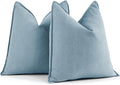 ZWJD Throw Blue Pillow Covers 16x16 Set of 2 Chenille Pillow Covers with Elegant Design Soft and Luxurious Decorative Throw Pillows for Couch, Bed, and Home Decor,Light Blue