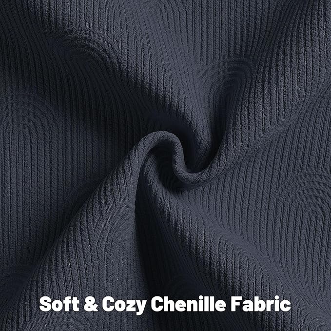 FUTEI Navy Blue Chenille Decorative Throw Pillow Covers 20x20 Inch Set of 2,Soft Cozy Striped Geometric Patterns Cushion Cases,Modern Home Decor for Couch Bed Living Room