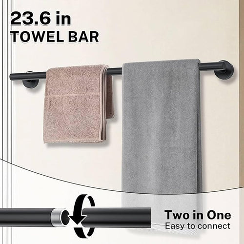 10 Pieces Towel Bar Set Matte Black Bathroom Hardware Set Includes 23.6 Inch Towel Bar,Stainless Steel Towel Holder-Towel Racks Set Wall-Mounted Bathroom Accessory Set