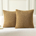 FUTEI Khaki Throw Pillow Covers 26x26 Inch Set of 2,Furry Faux Fur Teddy Boucle Textured Cushion Covers,Soft Fluffy Decorative Euro Pillow Shams,Home Decor for Couch Bed Living Room Office Car