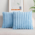 DEELAND Pack of 2,Double-Sided Faux Fur Plush Decorative Throw Pillow Covers Fuzzy Striped Soft Pillowcase Cushion Covers for Sofa Couch Bedroom Lightblue 22x22 inch