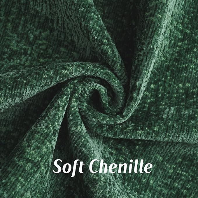 FUTEI Christmas Dark Green Chenille Throw Pillow Covers 26x26 Inch Set of 2,Soft Cozy Bound Edge Design Euro Pillow Sham,Home Decor for Couch Bed Living Room