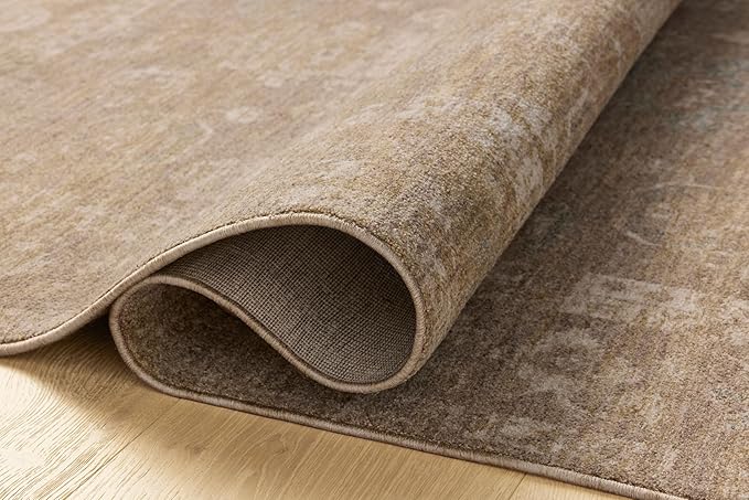 Loloi Chris Loves Julia Louisa Collection LOI-04 Taupe/Gold 5'-3" x 5'-3", .38" Pile Height, Round Area Rug