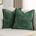 FUTEI Christmas Dark Green Chenille Throw Pillow Covers 16x16 Inch Set of 2,Soft Cozy Bound Edge Design Cushion Case,Home Decor for Couch Bed Living Room