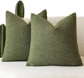 Foindtower Set of 2, Decorative Textured Boucle Throw Pillow Covers Accent Solid Pillow Cases Neutral Soft Cozy Couch Cushion Case for Chair Sofa Bedroom Living Room Home Decor 24 x 24 Inch Green